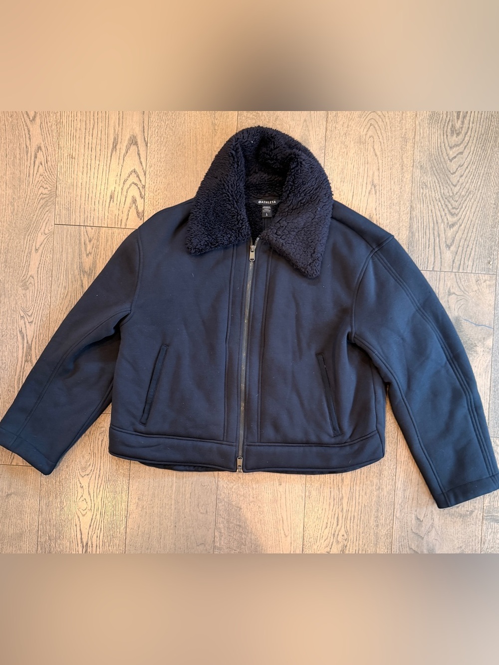 Athleta Plush Sherpa Zip Jacket Black Women’s Large